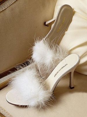 Boudoir inspired feathered satin slippers at victoriassecretcom.jpg